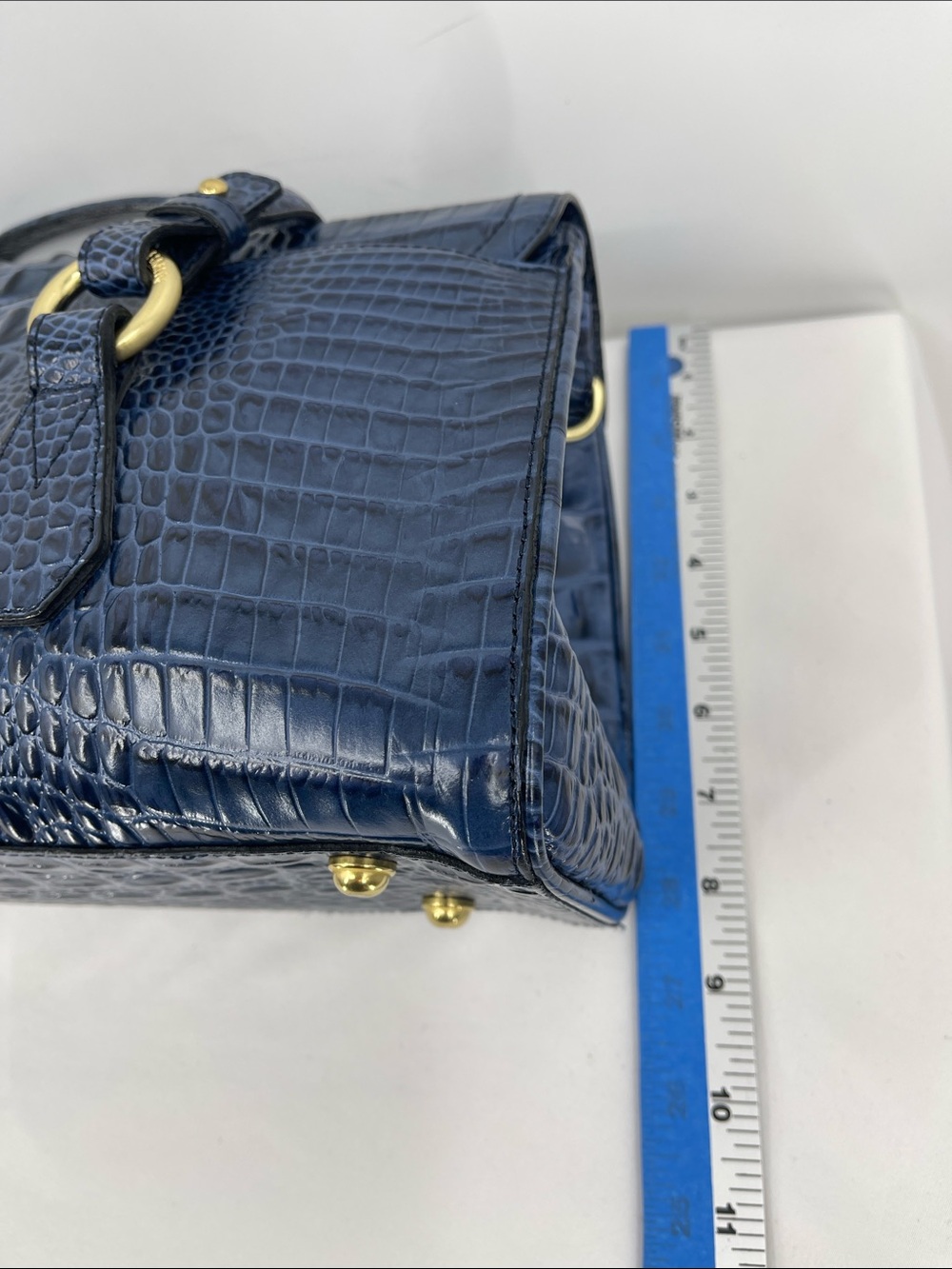 BRAHMIN Blue Croc-Embossed Tote Bag - Designer Style LIKE NEW - Picture 11 of 14